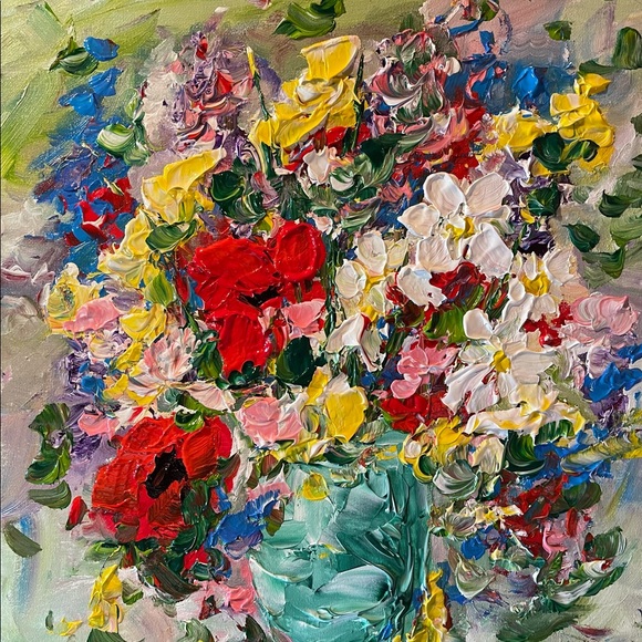 Other - “COLORFUL POPPY BOUQUET” ORIGINAL ACRYLIC FLORAL PAINTING